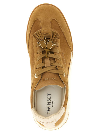 Beige Leather Low Top Sneakers