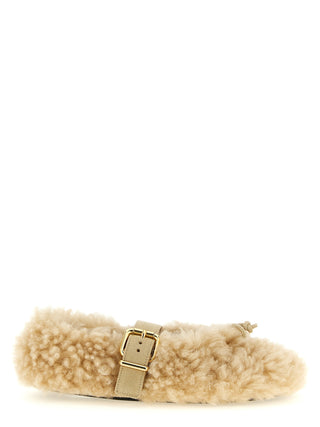 Beige Lambskin Ballet Flats