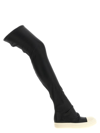 Black Lamb Leather Over The Knee