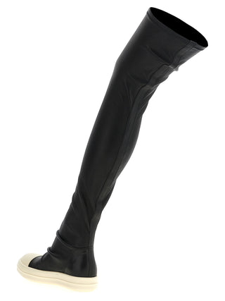 Black Lamb Leather Over The Knee