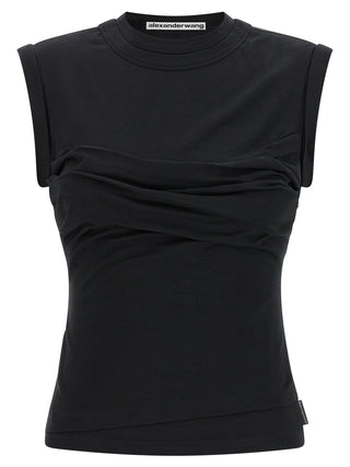 Black Cotton Sleeveles T-Shirt