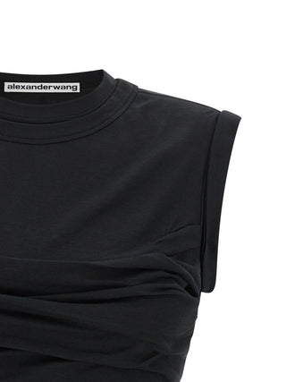 Black Cotton Sleeveles T-Shirt