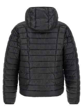 Chaqueta larga de poliéster negra