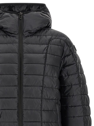 Chaqueta larga de poliéster negra