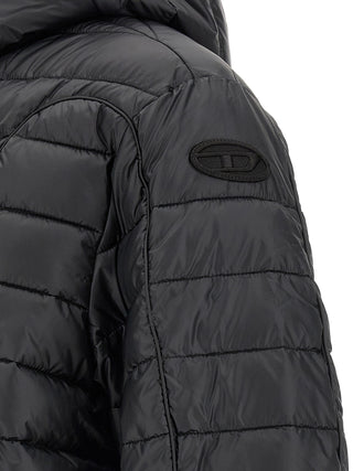 Chaqueta larga de poliéster negra