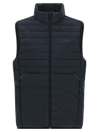 Blue Polyester Sleeveless Jacket