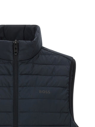 Blue Polyester Sleeveless Jacket