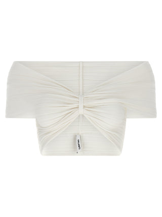 White Viscose Sleeveles T-Shirt