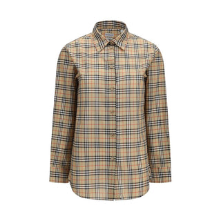 Camisa beige de algodón con estampado