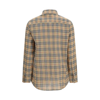 Camisa beige de algodón con estampado