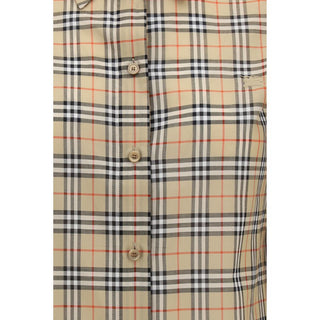 Camisa beige de algodón con estampado