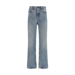 Blue Cotton Straight-Leg Jeans