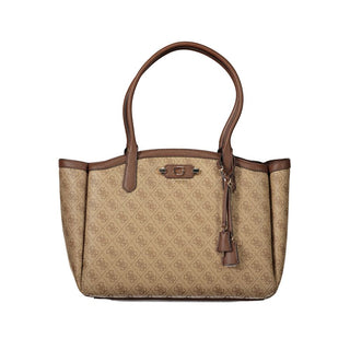 Beige Polyurethane Womens Bag