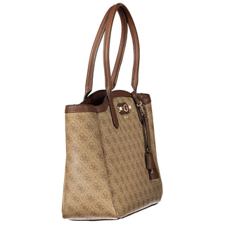 Beige Polyurethane Womens Bag