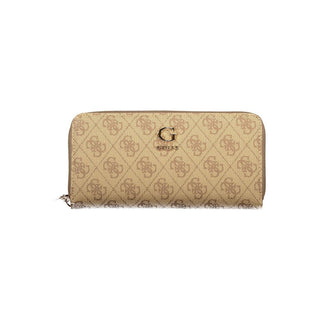 Beige Polyurethane Women's Wallet with Functional Compartments