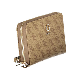Beige Polyurethane Women's Wallet with Functional Compartments