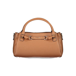 Brown Polyurethane Women's Bag with Adjustable Strap