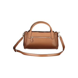 Brown Polyurethane Women's Bag with Adjustable Strap