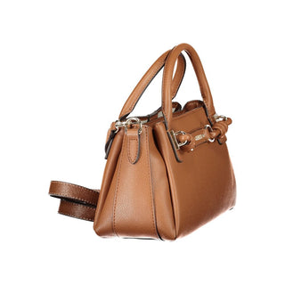 Brown Polyurethane Women's Bag with Adjustable Strap