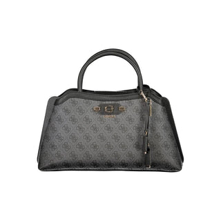Nero Poliuretano Women's Bag with Handles and Adjustable Strap