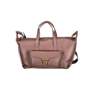 Bolso de mujer marrón de cuero con asas y correa para el hombro