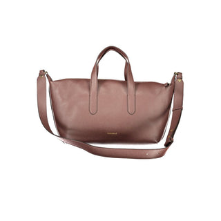 Bolso de mujer marrón de cuero con asas y correa para el hombro