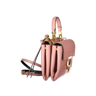 Bolso de mano de cuero rosa