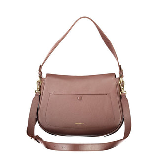 Brown Leather Women's Bag with Removable Strap and Compartments