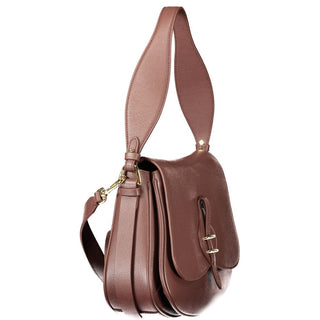 Brown Leather Women's Bag with Removable Strap and Compartments