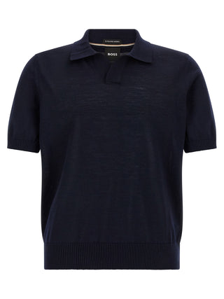 Blue Virgin Wool Polo Shirt