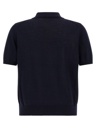Blue Virgin Wool Polo Shirt