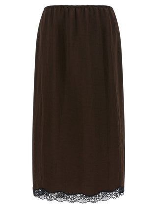 Brown Marabou Midi Skirt