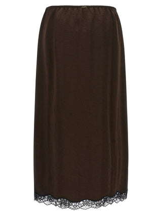 Brown Marabou Midi Skirt