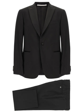 Traje de dos piezas negro de lana