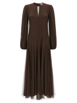 Brown Polyester Long Dress