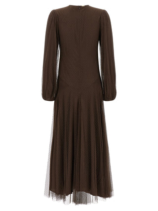 Brown Polyester Long Dress