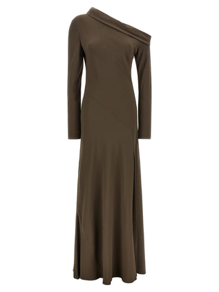 Brown Viscose Long Dress