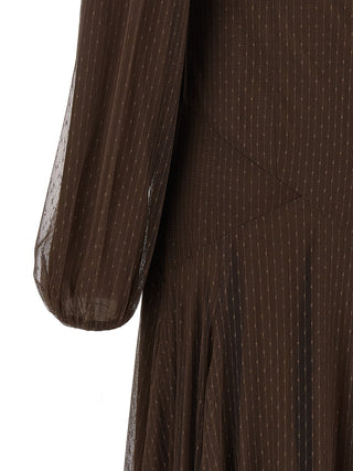 Brown Polyester Long Dress