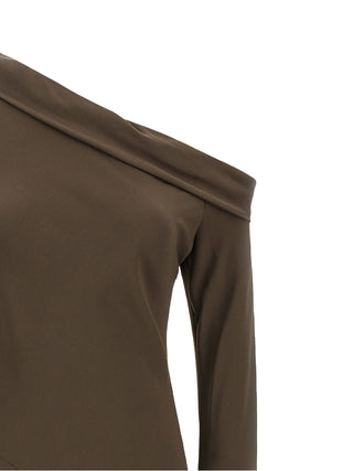 Brown Viscose Long Dress