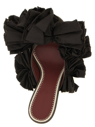 Brown Viscose Stiletto Heel Sandals