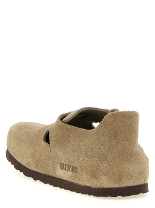 Zuecos de cuero ante beige