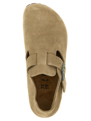 Zuecos de cuero ante beige
