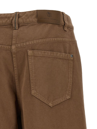 Pantalones casuales de algodón marrón