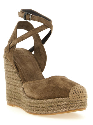 Brown Calfskin Wedge Sandals