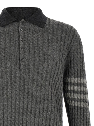 Gray Virgin Wool Polo Shirt