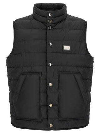 Black Polyester Sleeveless Jacket