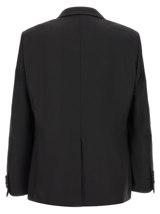 Traje de dos piezas negro de lana virgen