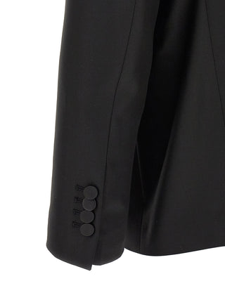 Traje de dos piezas negro de lana virgen