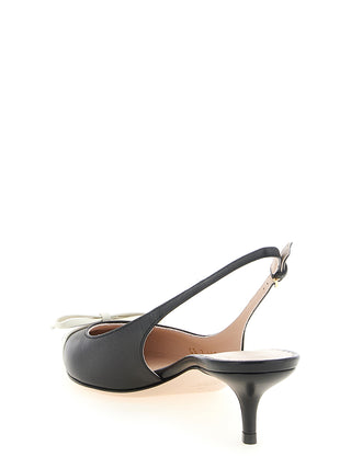 Bicolor Leather Mid Heel Pumps