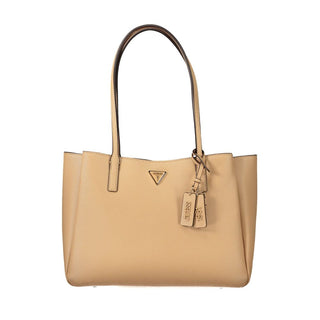 Beige Polyurethane Womens Bag
